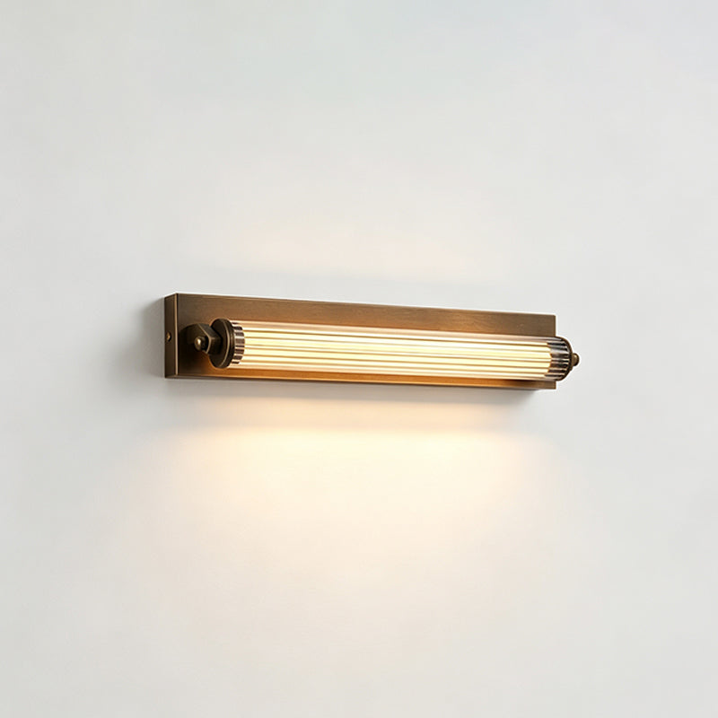 Kerrick Glass Tube Wall Sconce, second lit in a styled room