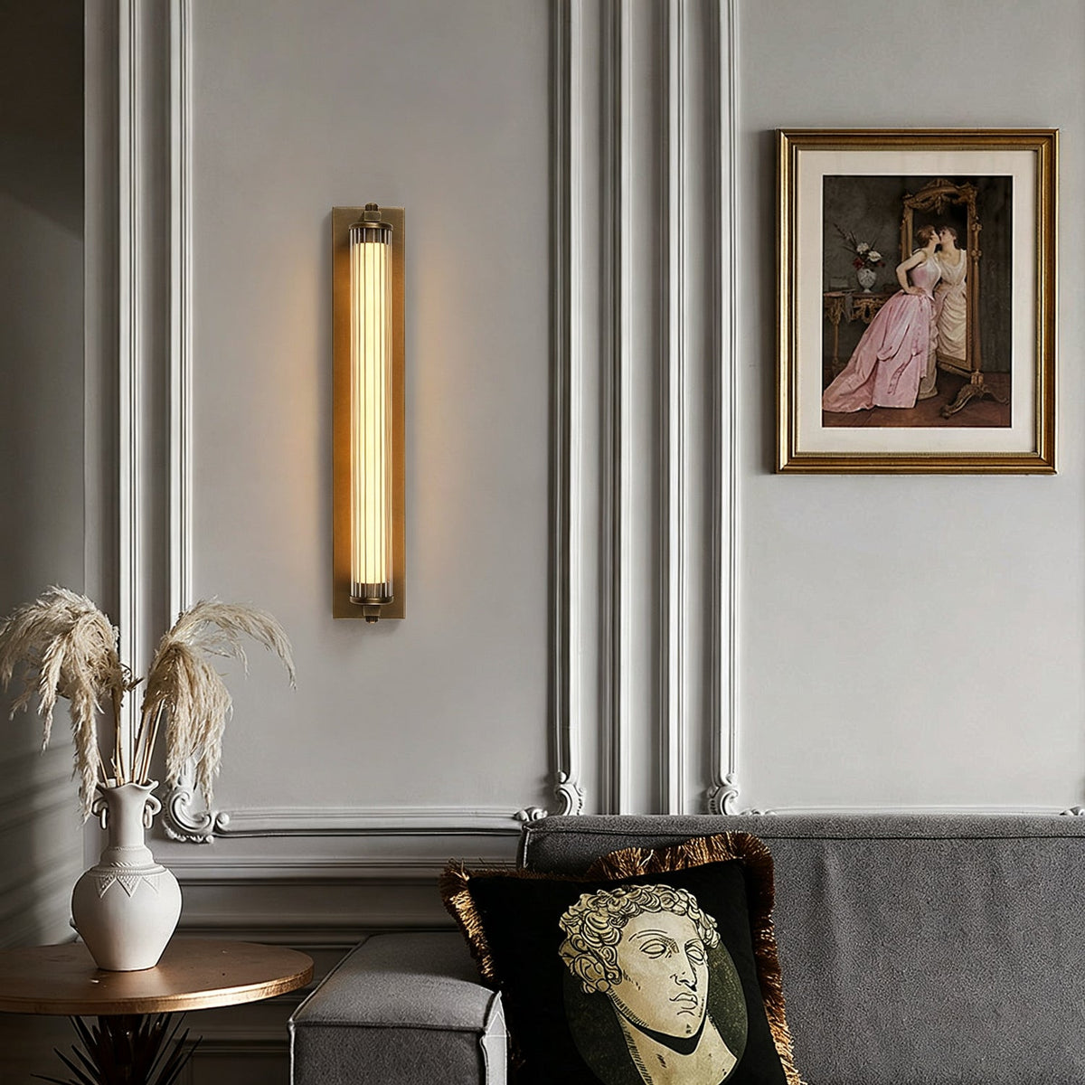 Kerrick Glass Tube Wall Sconce, canopy and mount detail