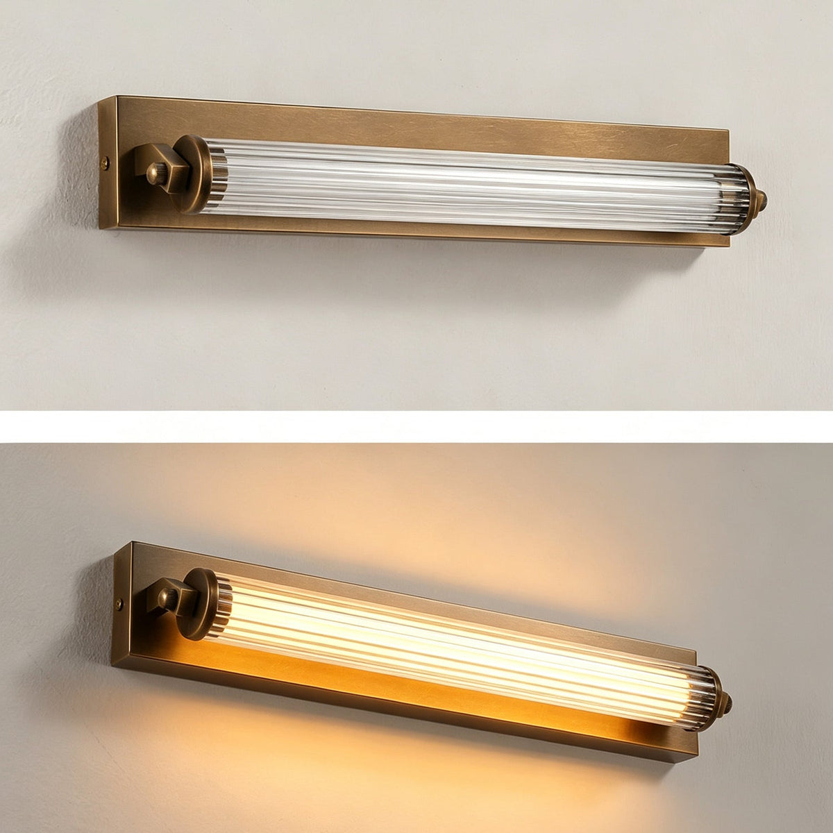 Kerrick Glass Tube Wall Sconce, held for scale