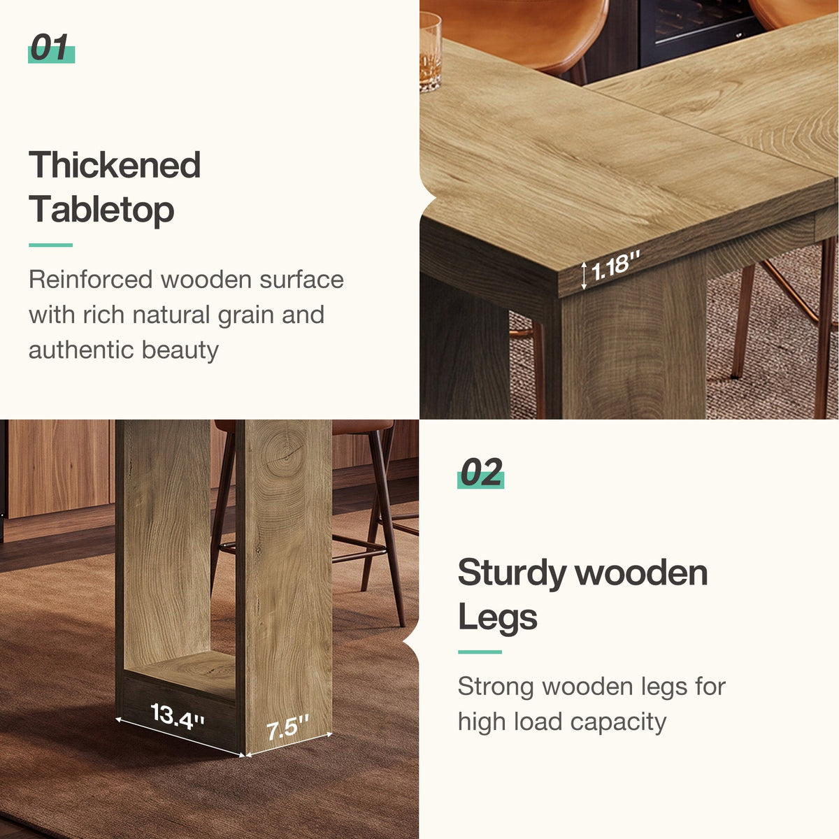 L-Shaped Bar Table, full piece styled in a room