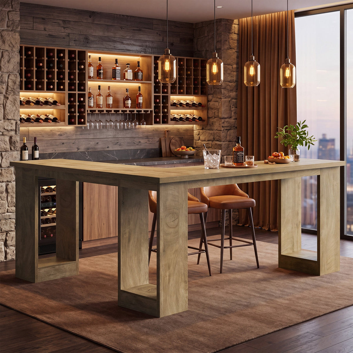 L-Shaped Bar Table, front view