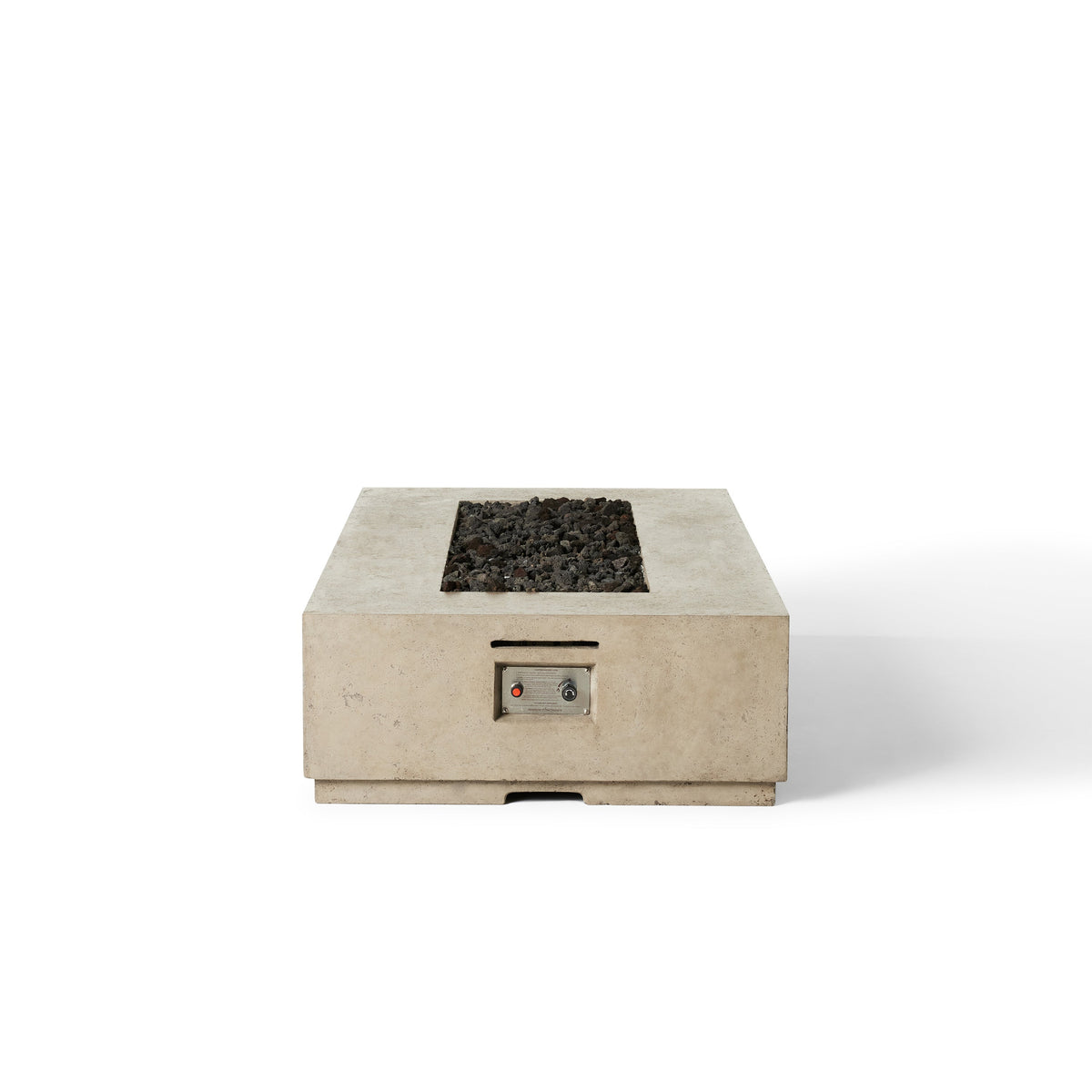 Legend 72" Rectangular Fire Table in Light Basalt, full table from the front