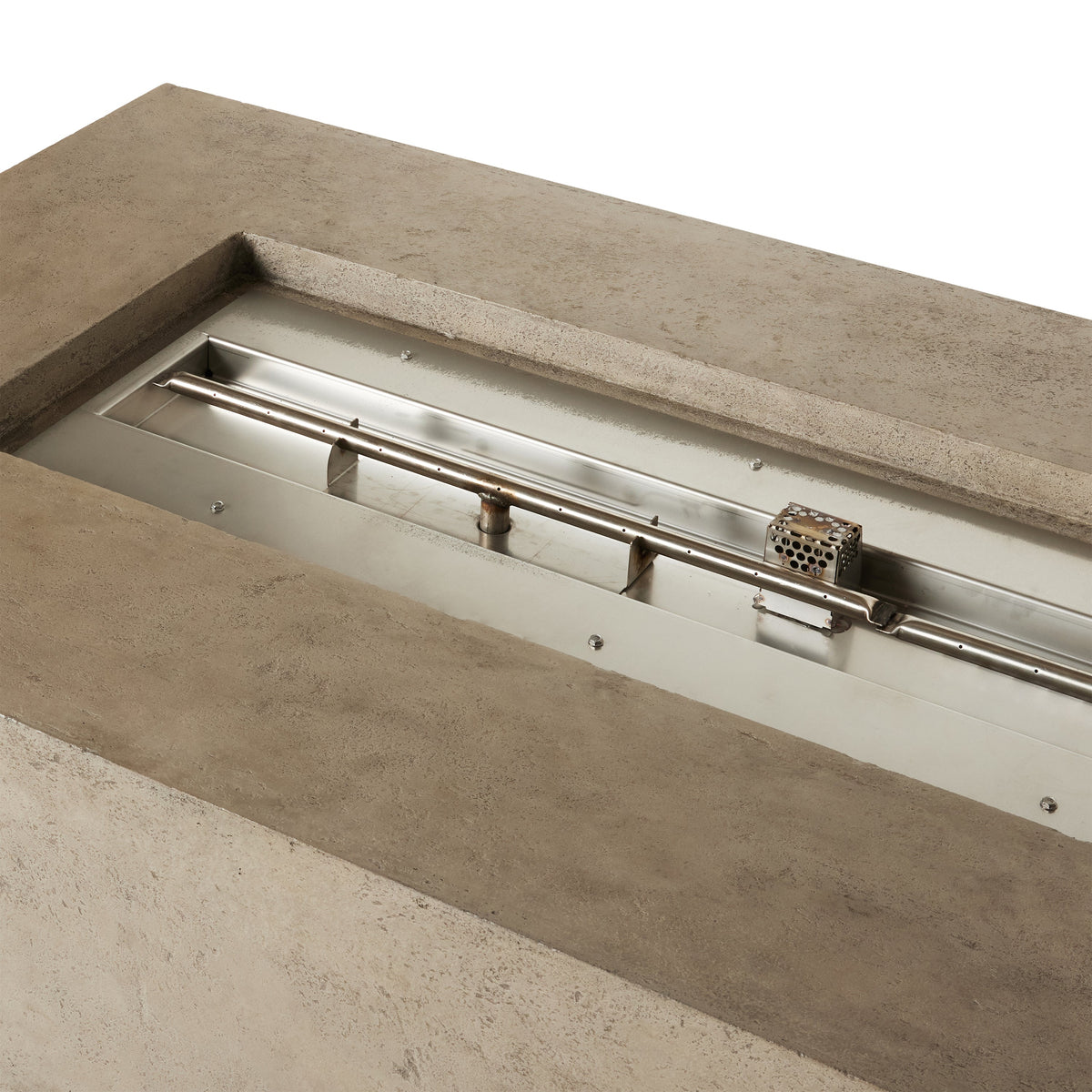 Legend 72" Rectangular Fire Table in Light Basalt, stone and finish close up