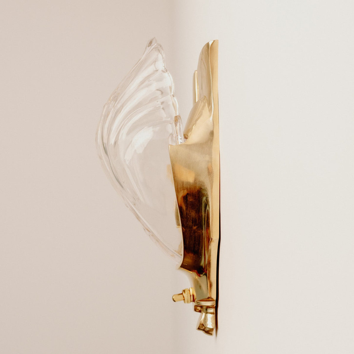 Lilith Brass Antique Art Deco Wall Light, finish and hardware close up