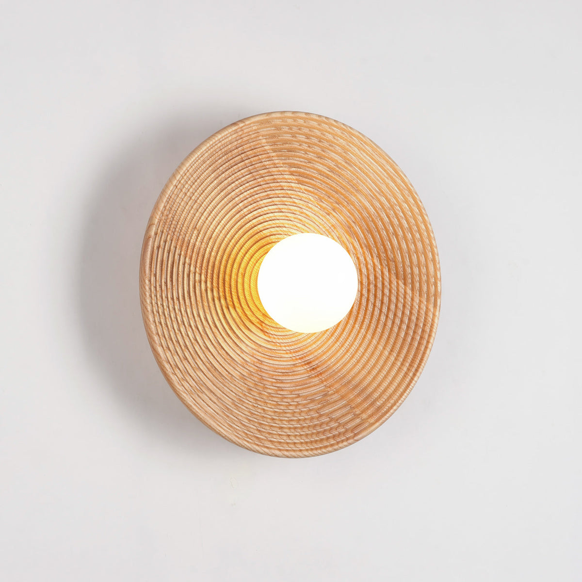 Longleaf Natural Wooden Plate Wall Light, ceiling mount detail