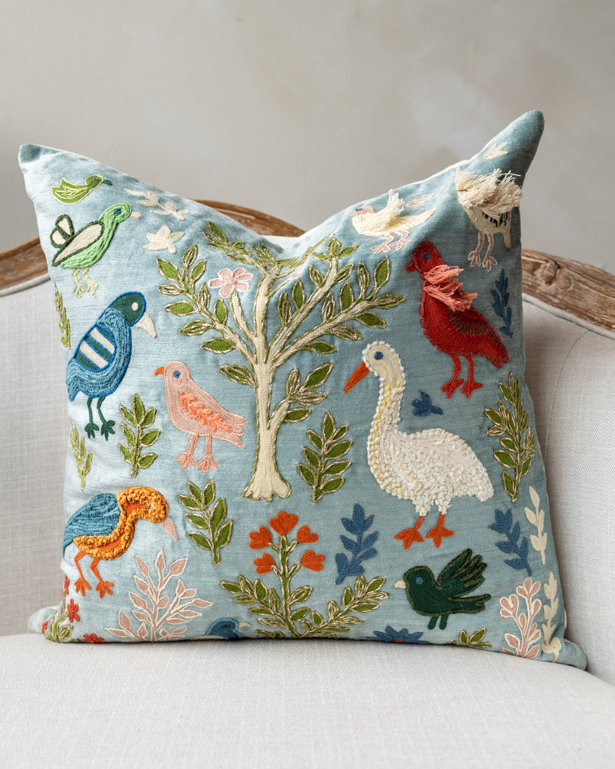 Luena Organic Cotton Velvet Throw Pillow, draped and styled view