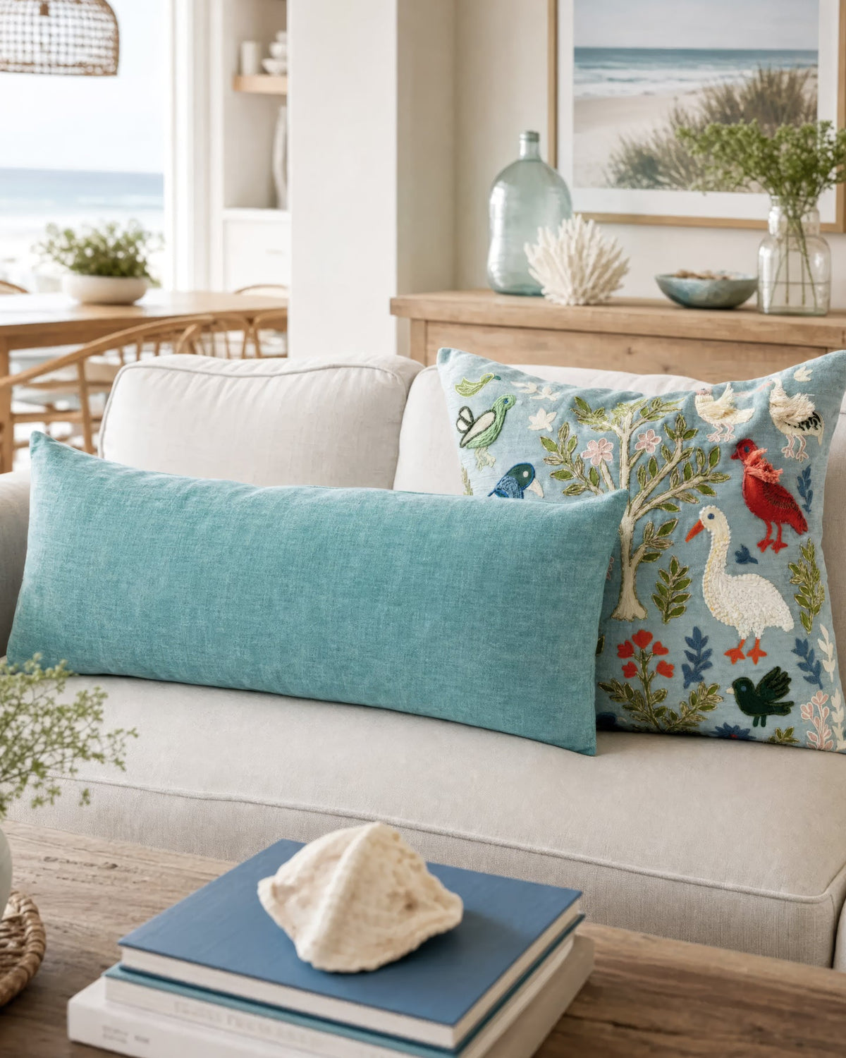 Luena Organic Cotton Velvet Throw Pillow, folded detail
