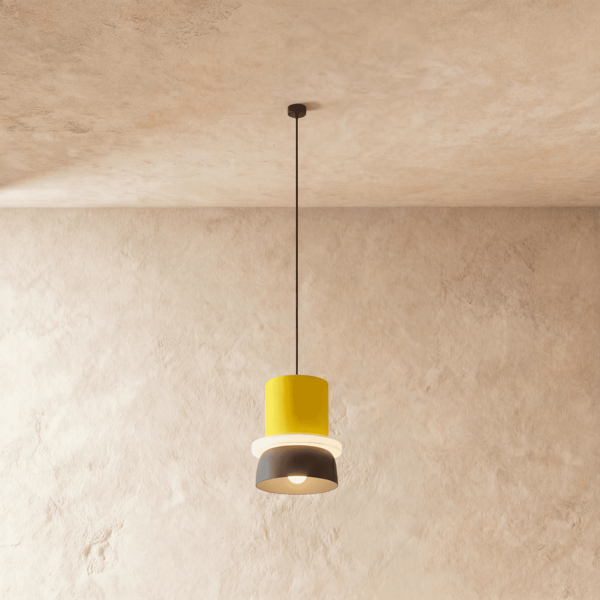 Macaron Metal Pendant Light, cord and ceiling canopy detail