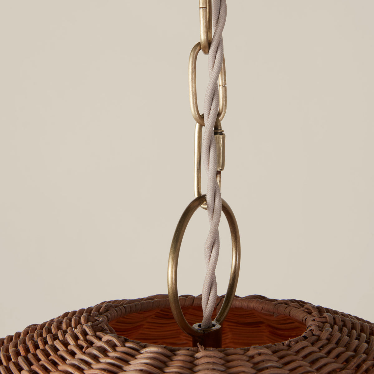 Marea Wicker Pendant Light, canopy and mount detail