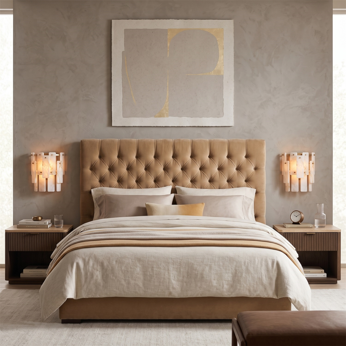 Marloweith Alabaster Wall Sconce, shade and material close up