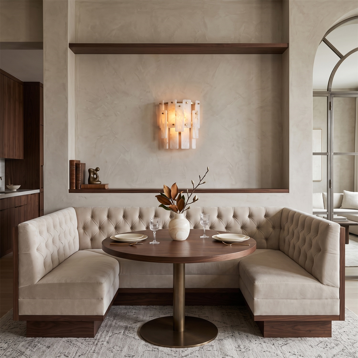 Marloweith Alabaster Wall Sconce, canopy and mount detail