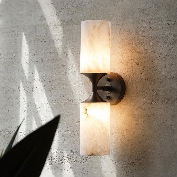 Merrick Alabaster Wall Sconce, second socket and hardware detail