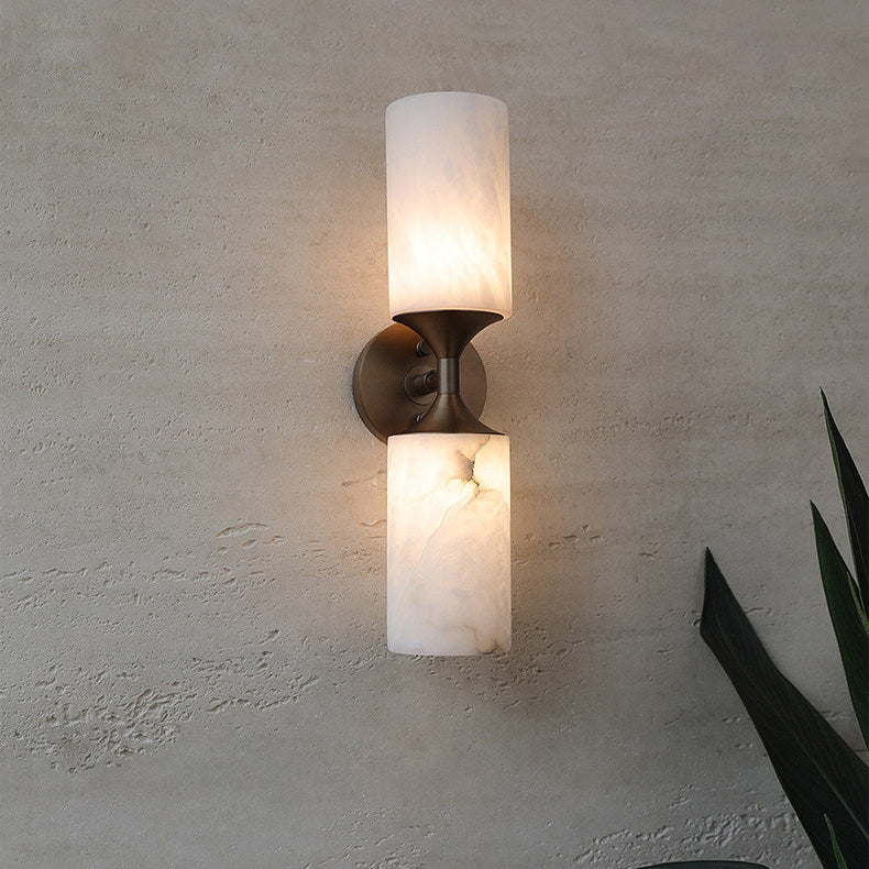 Merrick Alabaster Wall Sconce, second warm glow when lit