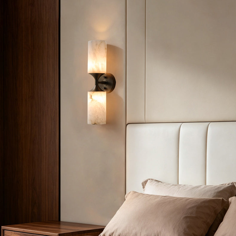 Merrick Alabaster Wall Sconce, shade and material close up