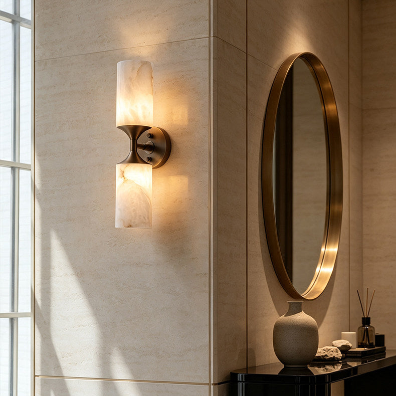 Merrick Alabaster Wall Sconce, socket and hardware detail