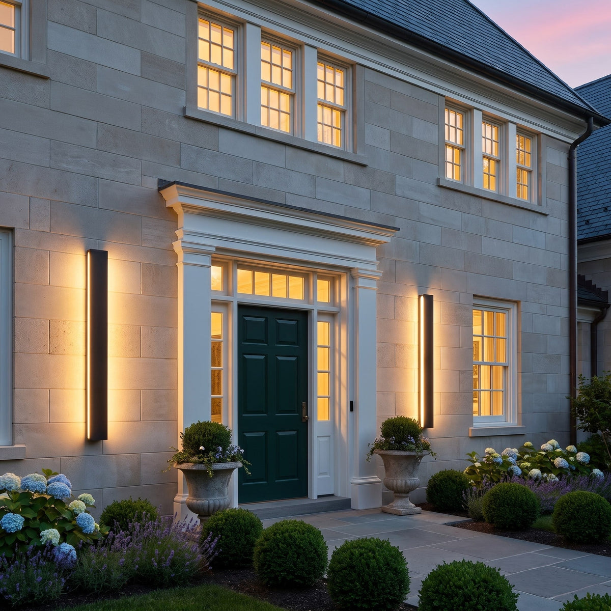 Modern Outdoor Wall Light, styled in a room