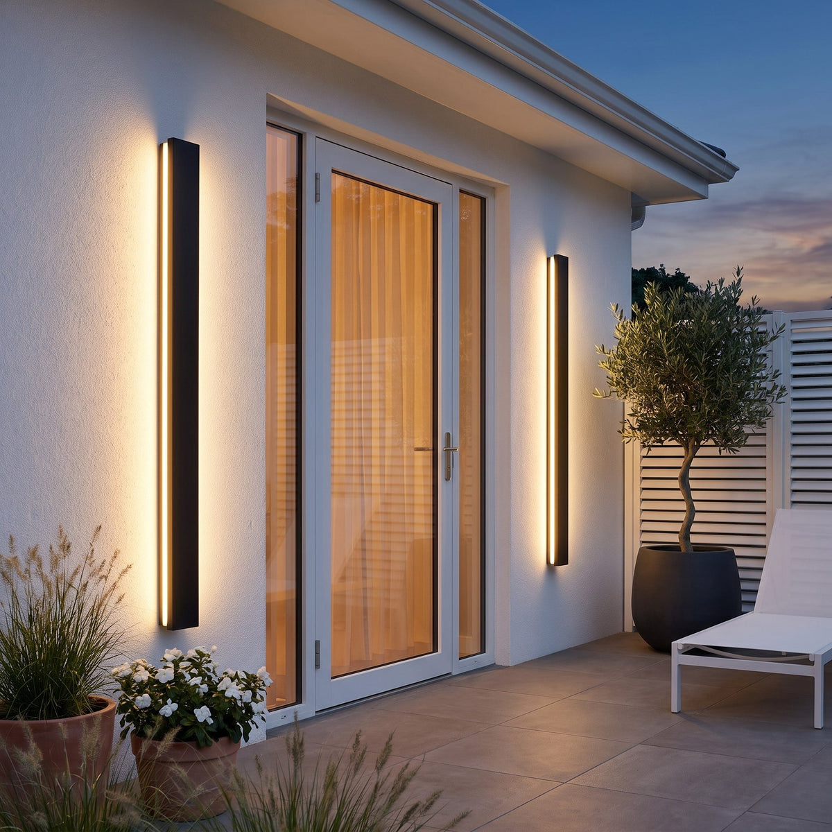Modern Outdoor Wall Light, bulb and socket detail