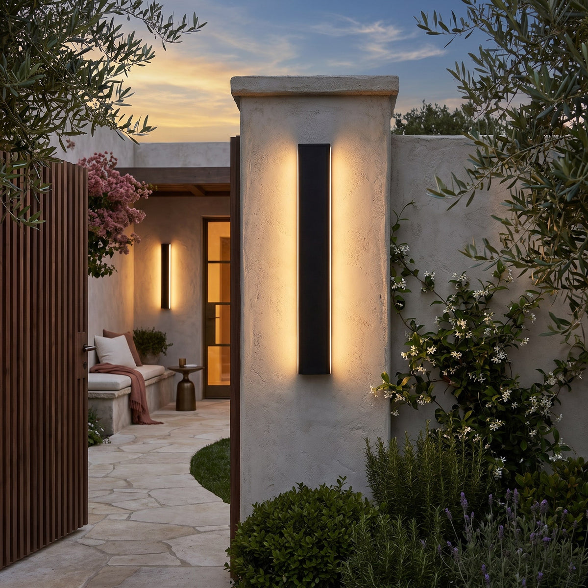 Modern Outdoor Wall Light, styled in a room (4)