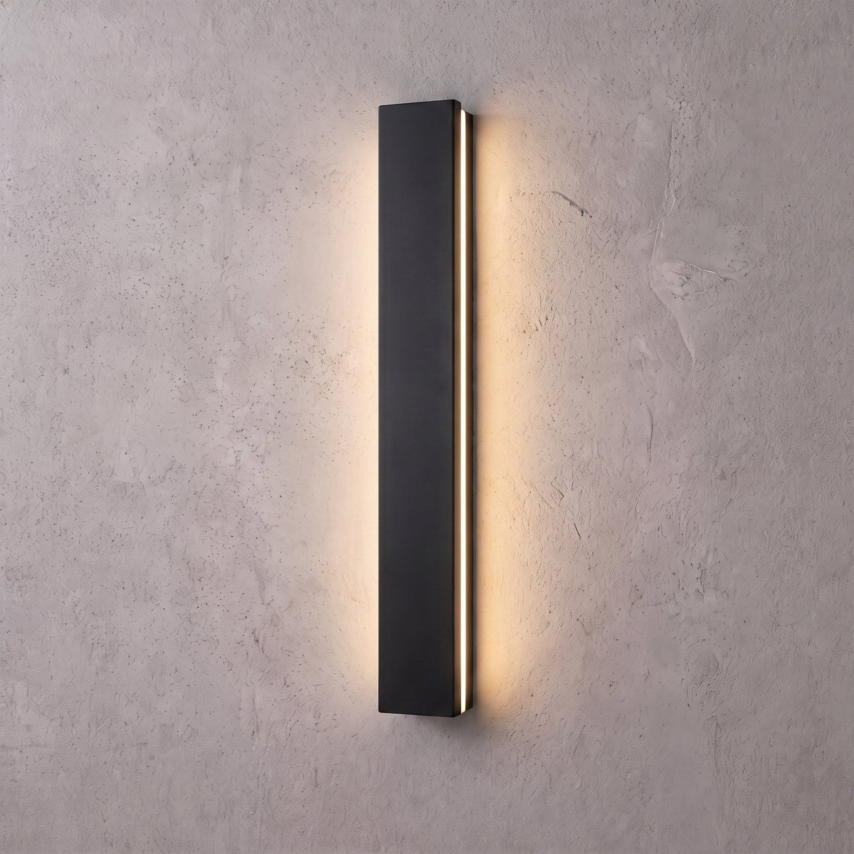Modern Outdoor Wall Light, fixture lit in a room