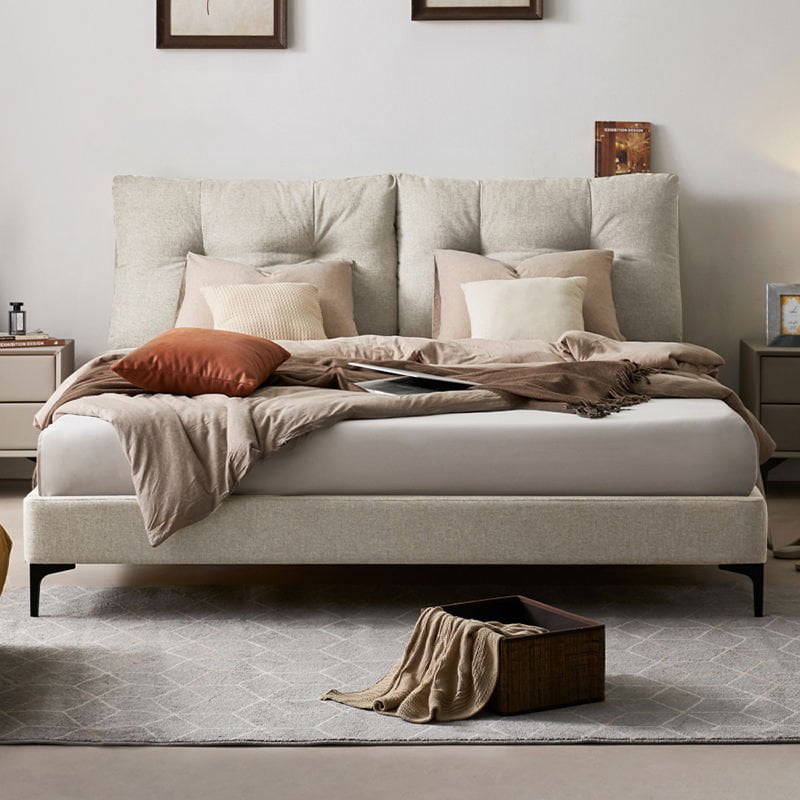 Modern Upholstered Bed Frame, upholstery texture close up