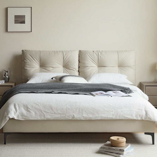 Modern Upholstered Bed Frame, corner and stitching detail