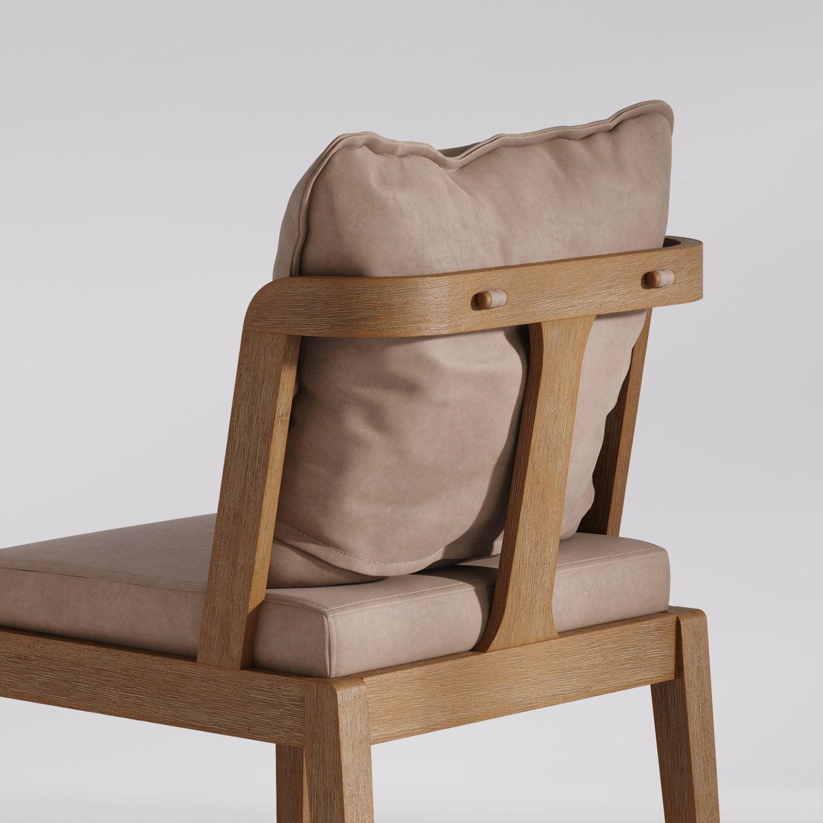 Modern Wood Faux Leather Dining Chair (Set of 2), close up detail