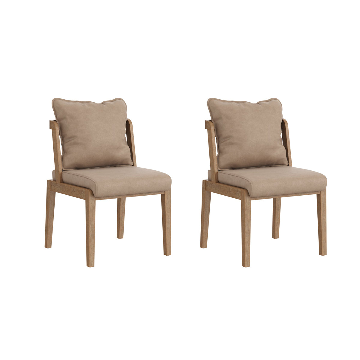 Modern Wood Faux Leather Dining Chair (Set of 2), studio shot