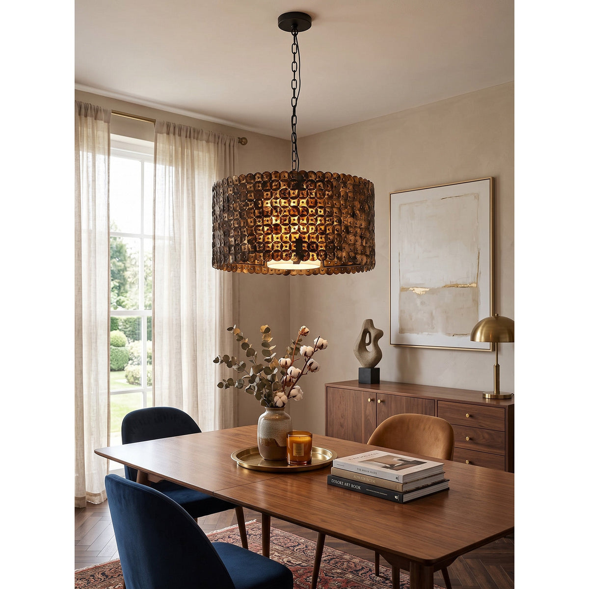 Naerix Shell Pendant Lamp, angled three quarter view