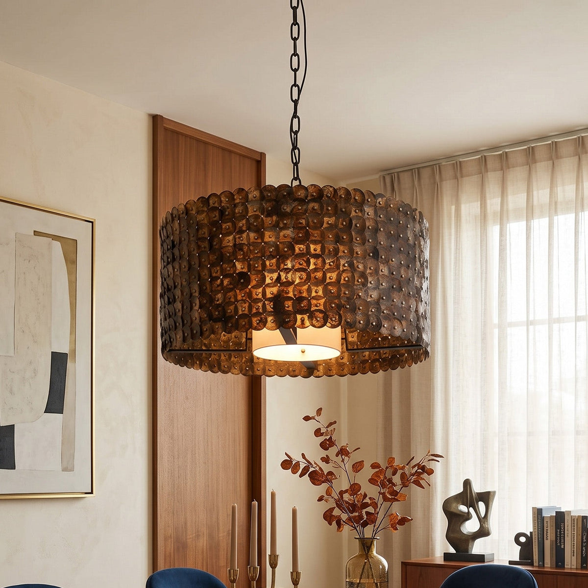 Naerix Shell Pendant Lamp, canopy and stem detail