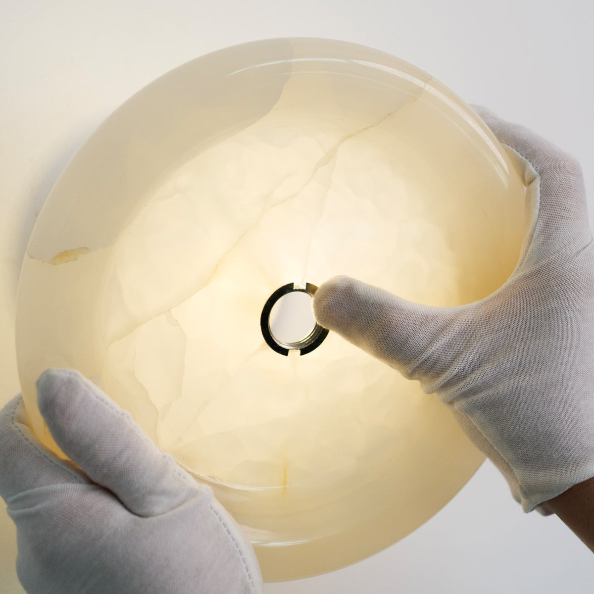 Nara Alabaster Cloud Stone Bubble Plate Wall Light, top down view