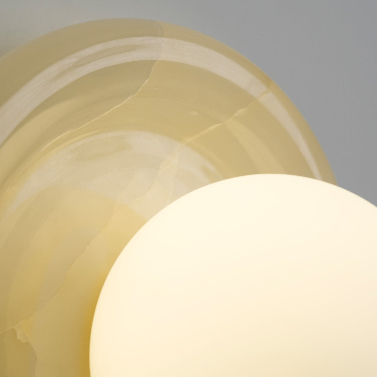 Nara Alabaster Cloud Stone Bubble Plate Wall Light, full fixture view (2)