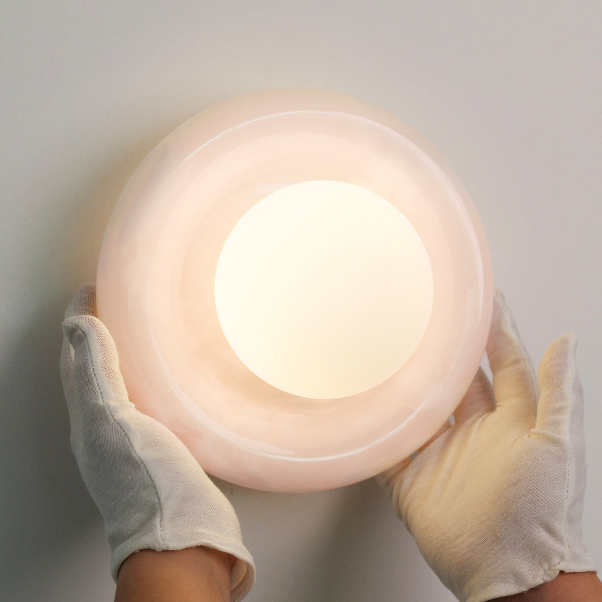 Nara Alabaster Cloud Stone Bubble Plate Wall Light, side profile
