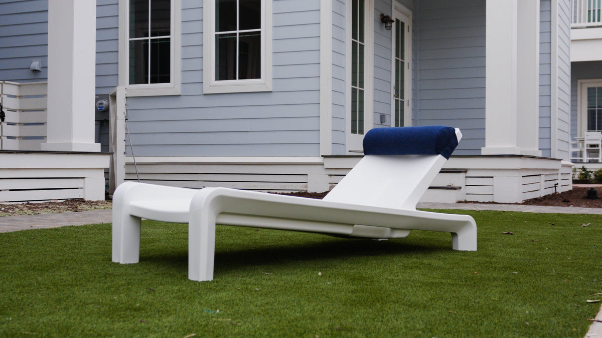Outdoor Chaise Pillow, draped and styled view
