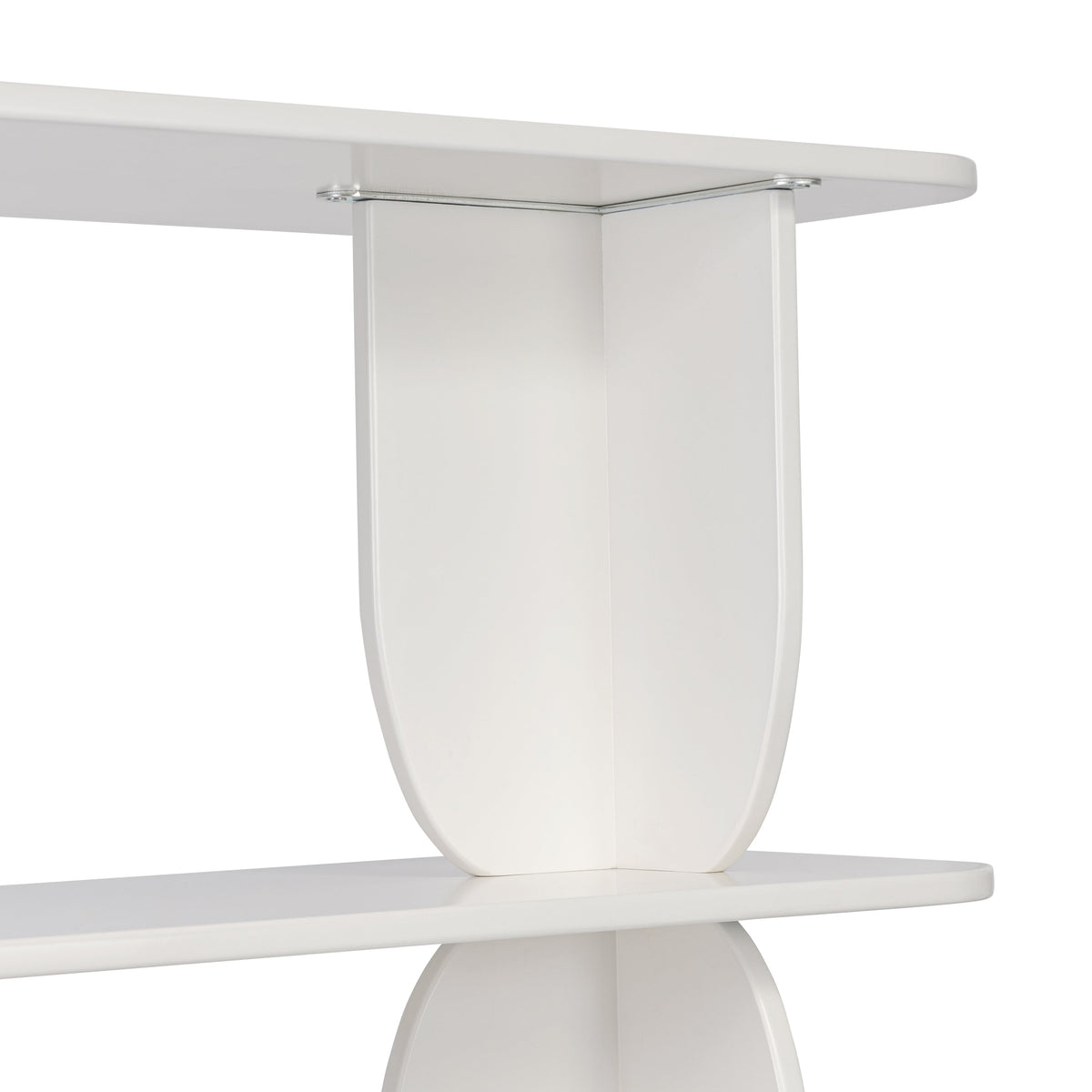 Padua 62" Engineered Wood Bookshelf, Ivory White, interior shelf detail