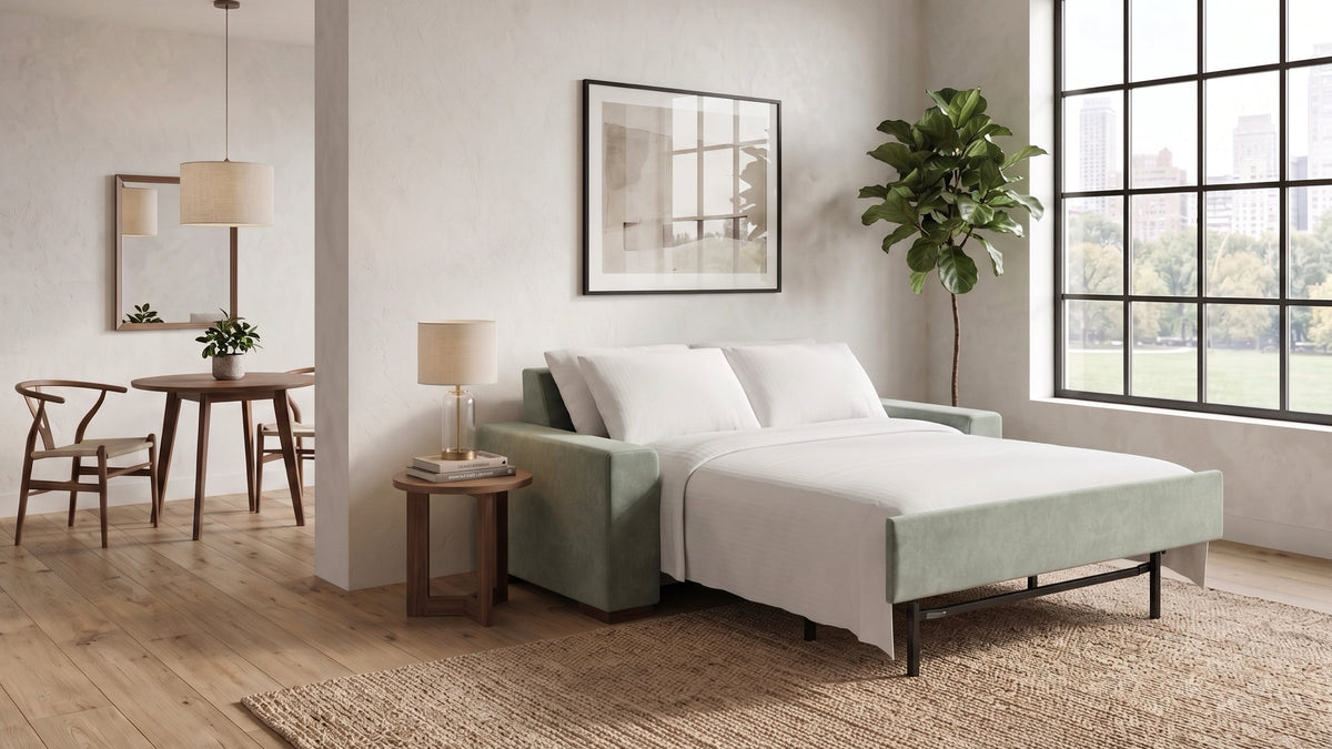 Palmer Sofa Bed, sage, shown open