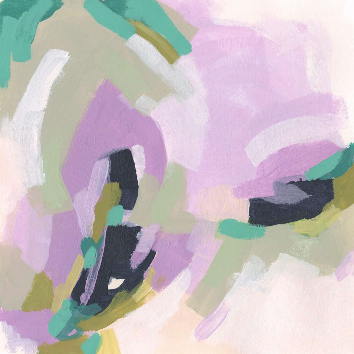 Pastel Brush Abstract III Wall Art, framed and hung on a wall
