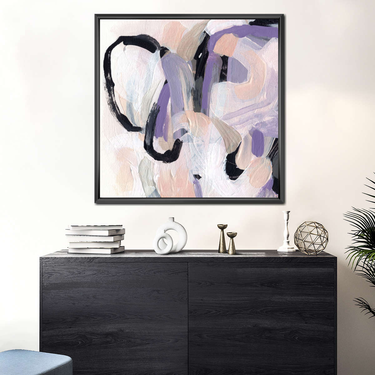 Pastel Brush Abstract IV Wall Art, styled above a sofa