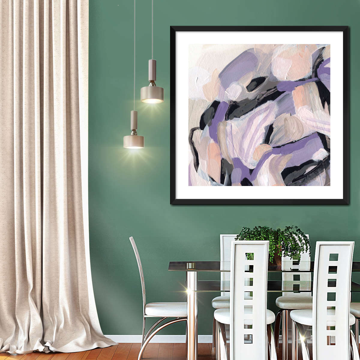 Pastel Brush Abstract V Wall Art, scale in a living room