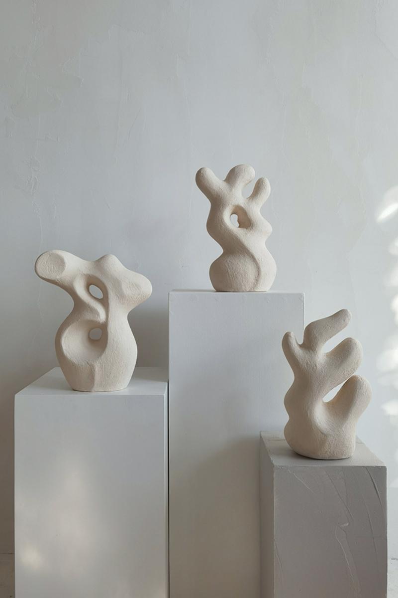 Pebble Abstract Pottery Sculpture, profile view
