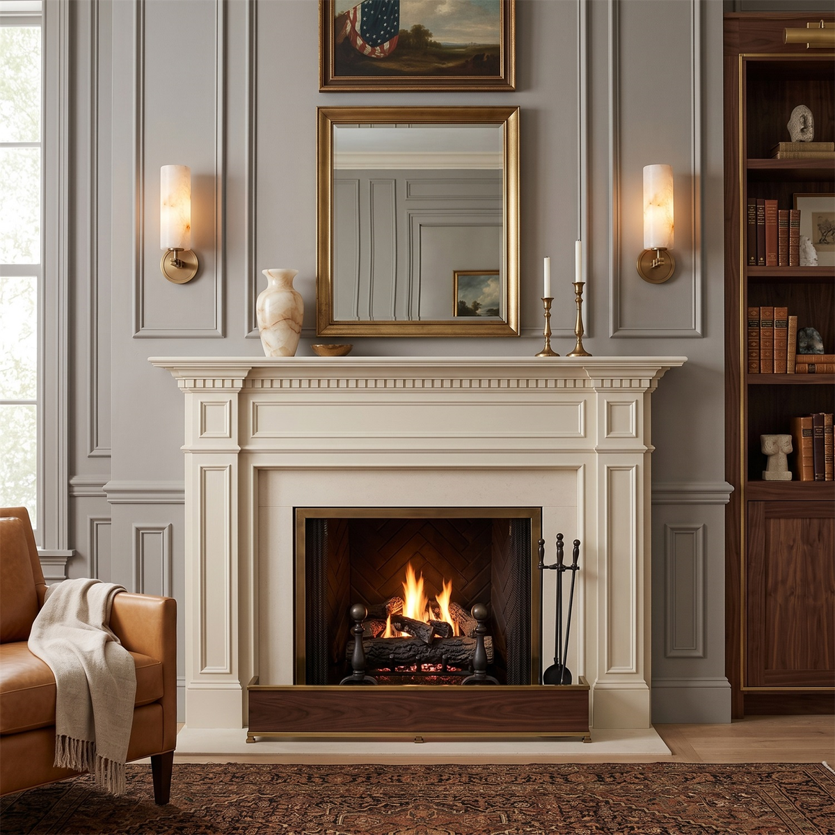 Ravelin Alabaster Wall Sconce, shade interior detail