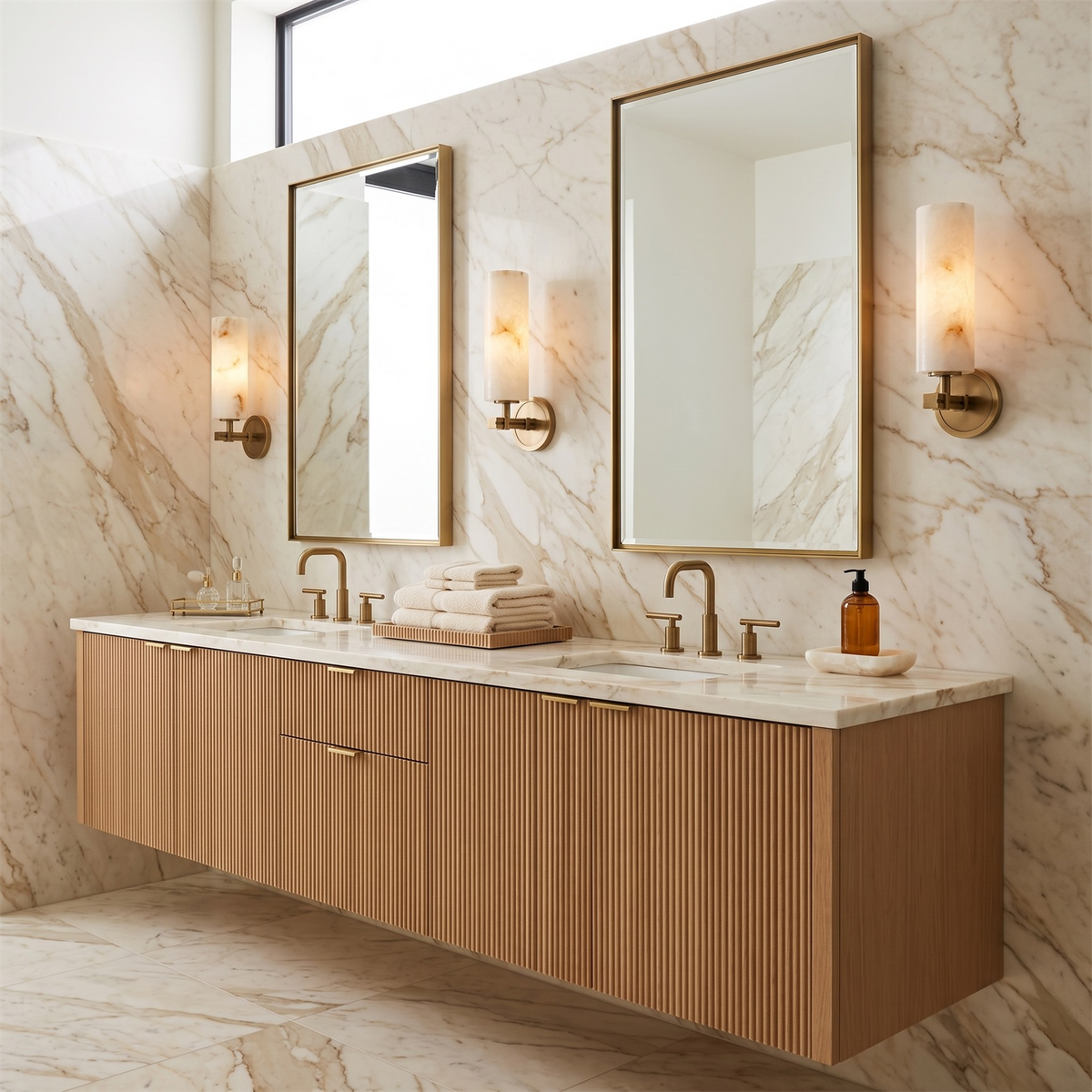 Ravelin Alabaster Wall Sconce, full fixture view