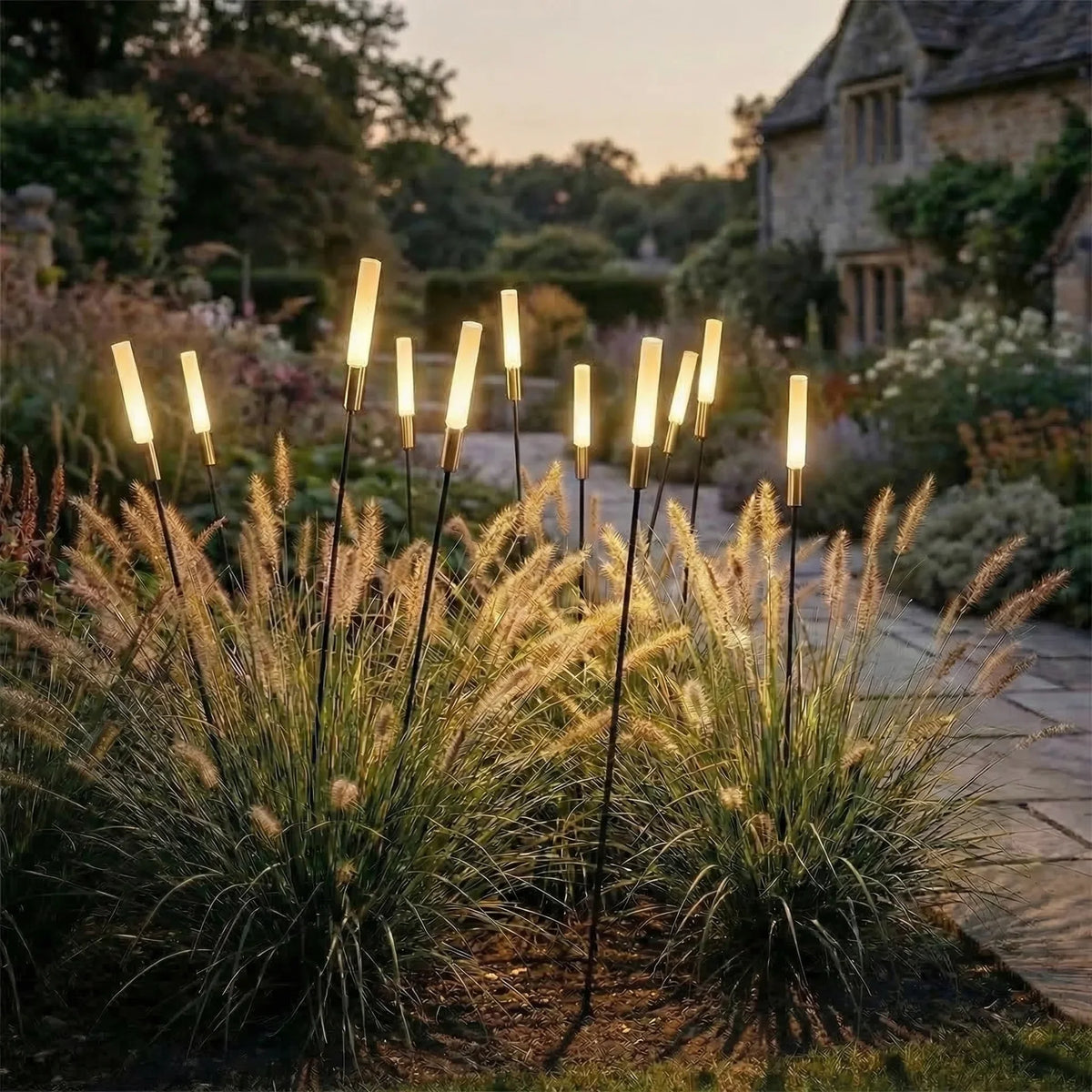 Reed Garden Light Bundle, fixture lit in a room
