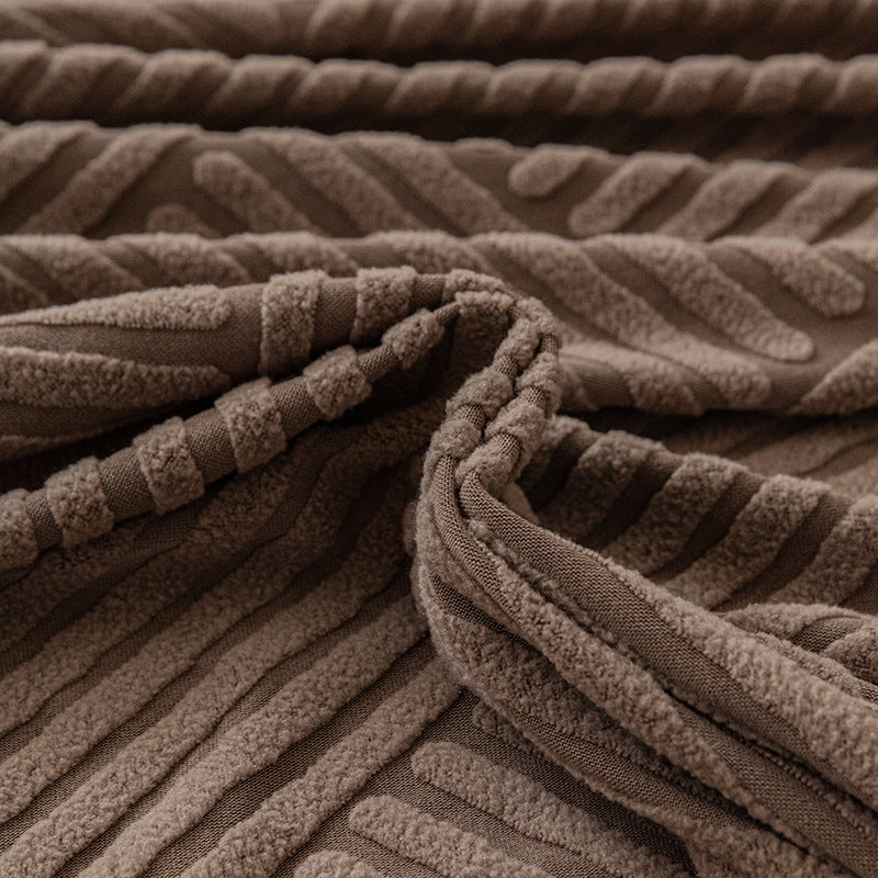Ribbed Jacquard Velvet Sofa Slipcover, fabric close up
