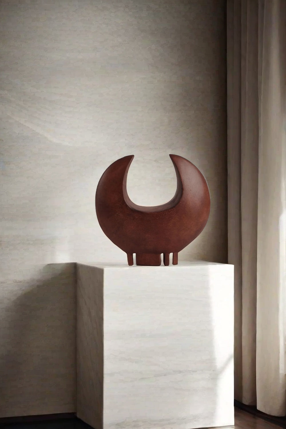 Ribbon Abstract Pottery Sculpture, angled three quarter view