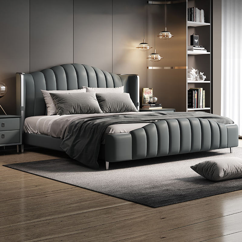 Royal Industrial Upholstered Bed Frame, headboard detail