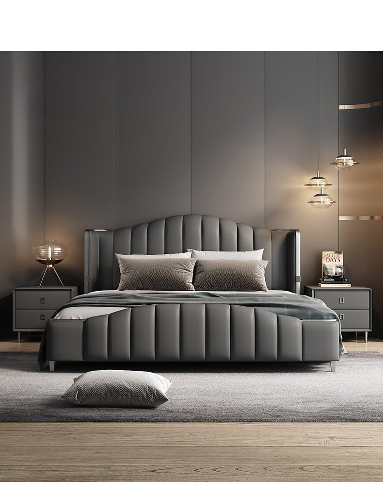 Royal Industrial Upholstered Bed Frame, side profile