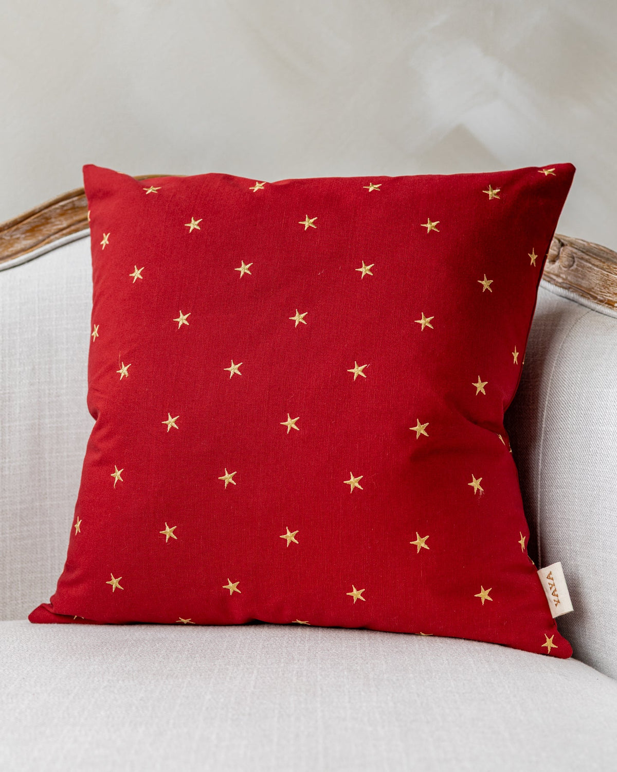 Sadie Embroidered Star Throw Pillow, weave texture close up
