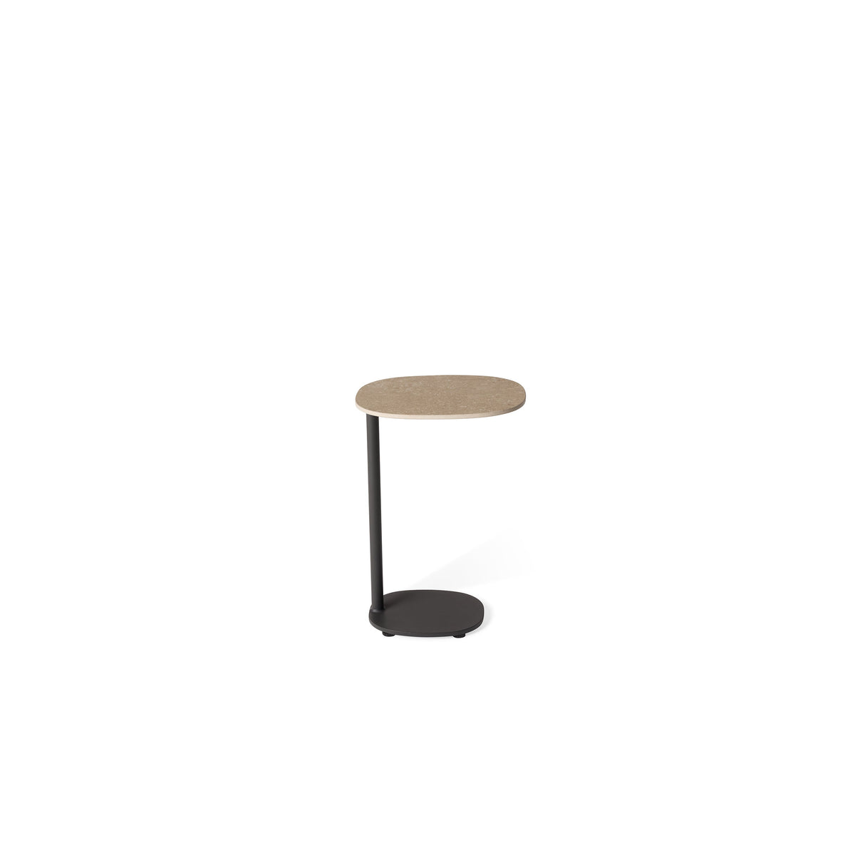 Saratoga Charcoal Aluminum Side Table, frame and base detail