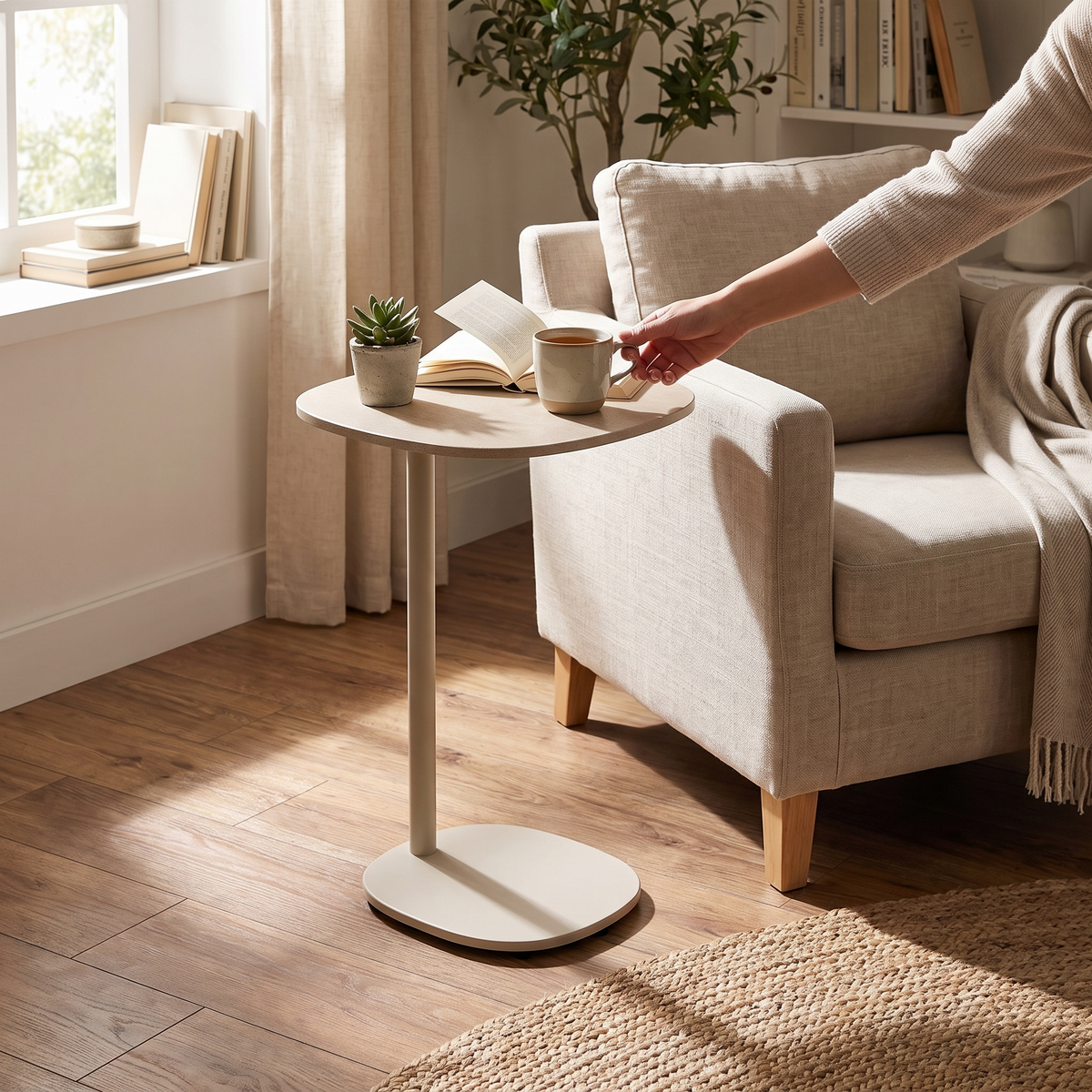 Saratoga Dune Aluminum Side Table, full view at an angle