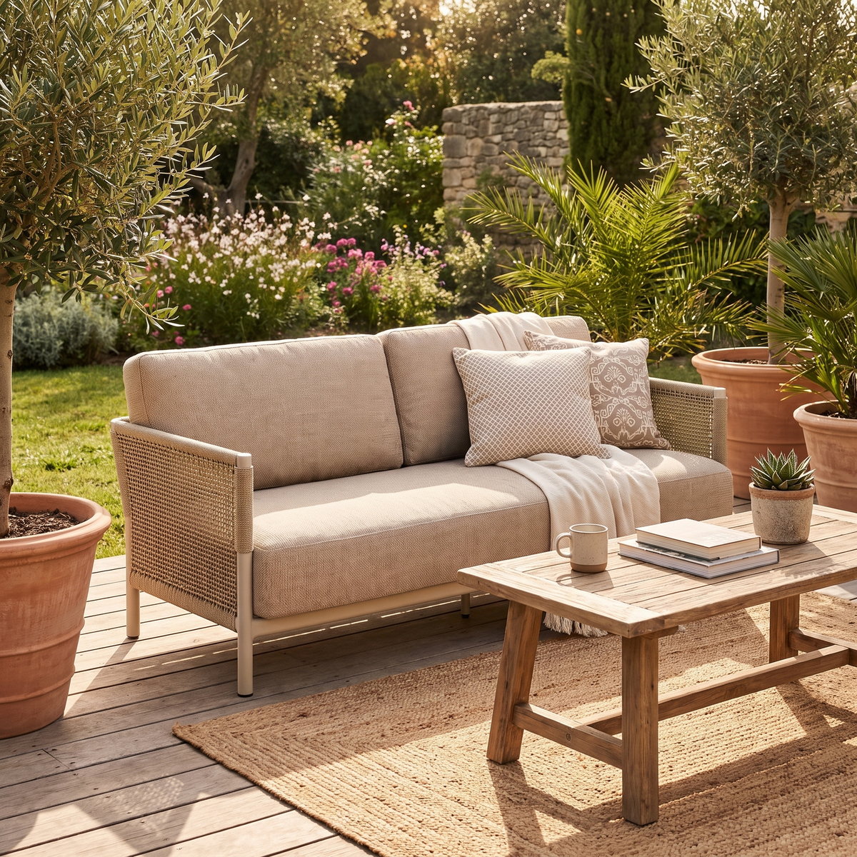 Saratoga Dune Aluminum Sofa, side profile